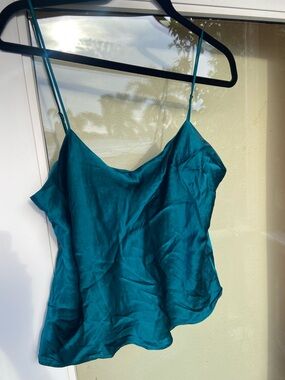 Victoria's Secret Teal 100% Silk Spaghetti Strap Cami